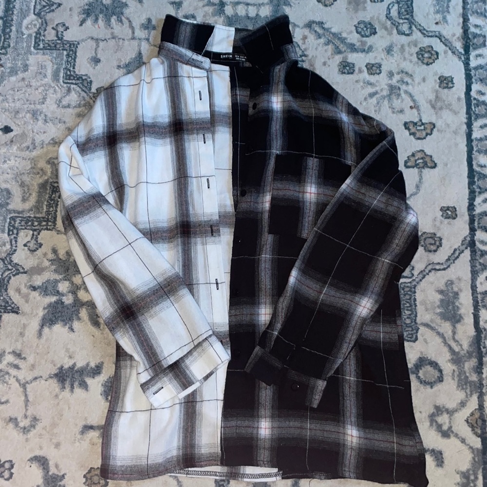 Shein Black/White and hint of Red Flannel